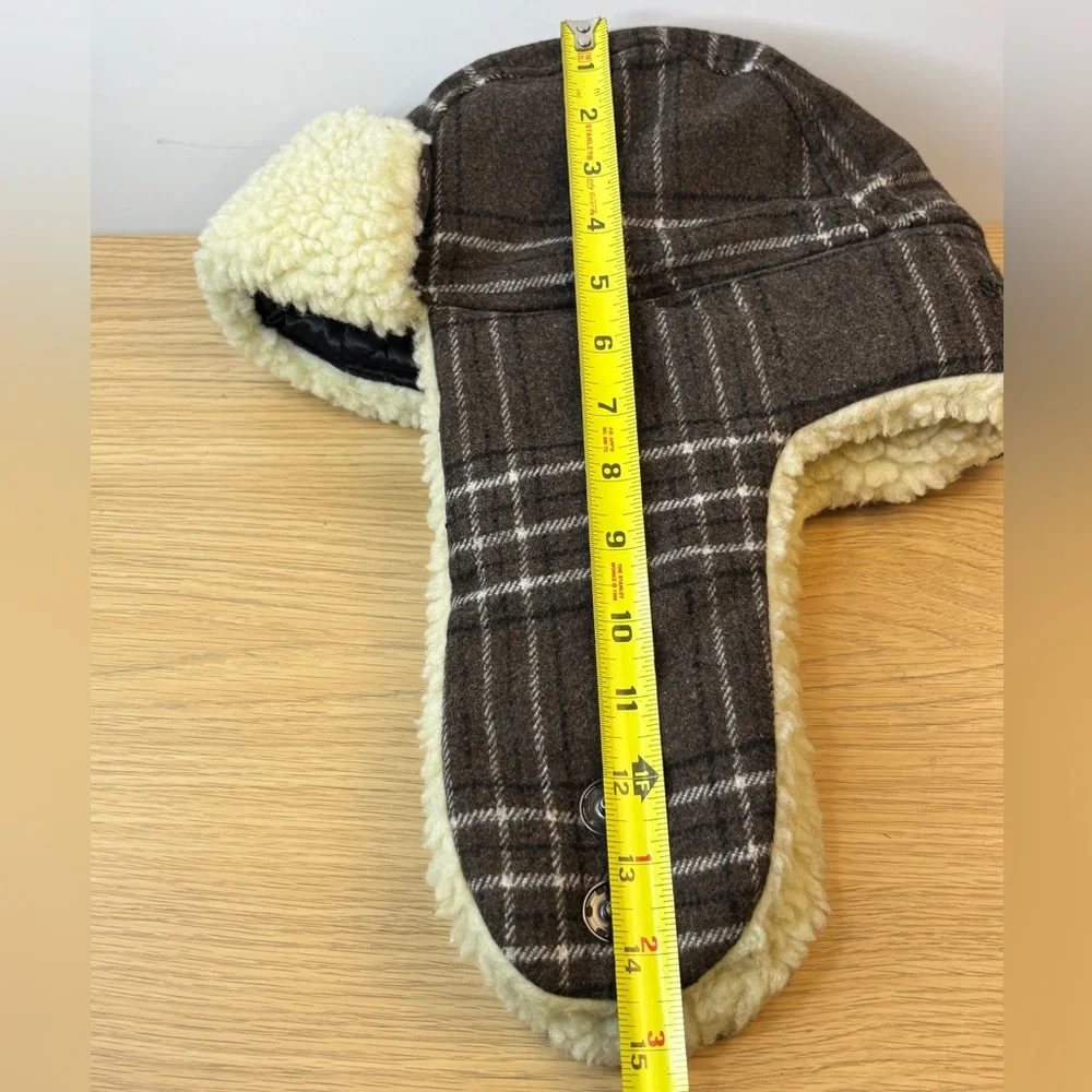 Stetson Plaid Brown and Cream Faux Sherpa Trapper‎ Hat Large